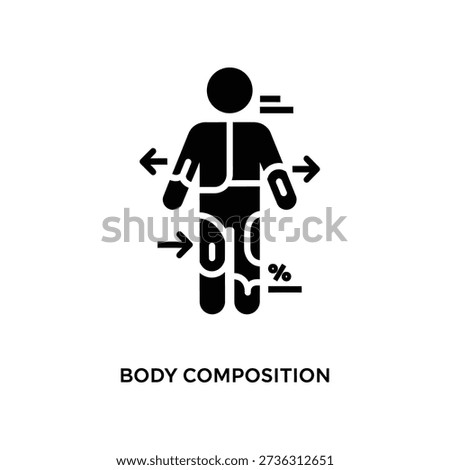 Simple illustration showing human body composition with arrows and percentage symbol