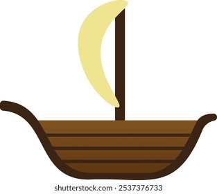 A simple illustration showing the side view of a ship