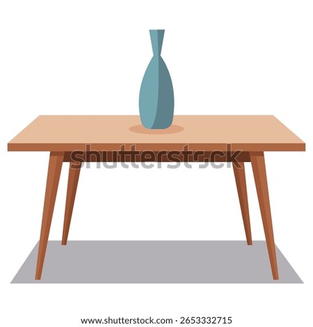 A simple illustration shows a blue vase sitting on a light brown wooden table casting a shadow.