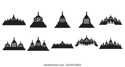 Simple Illustration Silhouette of Borobudur Temple