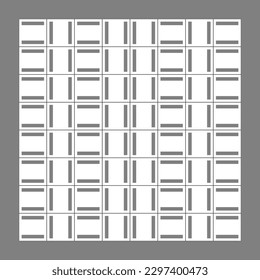 a simple illustration or silhouette bw design of grey greyscale wall brick roster ventilation block, made by concrete clay GRC ceramic natural stone. square shape rectangle up bottom side repeat style