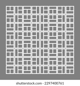 a simple illustration or silhouette bw design of grey greyscale wall brick roster ventilation block, made by concrete clay GRC ceramic natural stone. square shape face 3 eye mouth repeat style