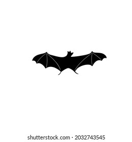 Simple illustration of a silhouette of a flying bat, halloween celebration