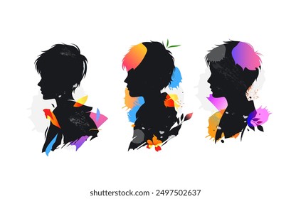 simple illustration of the silhouette of a person's head, male. vector silhouette of a man looking sideways. boy's head. silhouette of boy