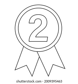 Simple illustration of silver award medal with ribbons for winners