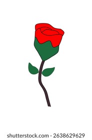 A simple illustration of a single red rose icon, perfect for Valentine's Day, love, or romance designs. 
