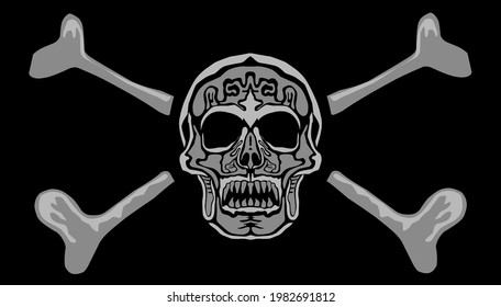 Simple illustration of skull head and bones