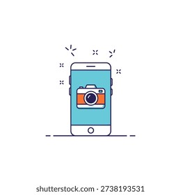 A simple illustration of a smartphone with a camera icon on its screen