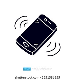 Una simple ilustración de un smartphone vibrando, simbolizando notificaciones o alertas.