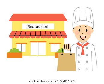 simple illustration of smiling chef