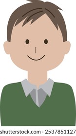 É uma ilustração simples de um homem sorridente