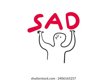Simple illustration of someone wanting to say sad words