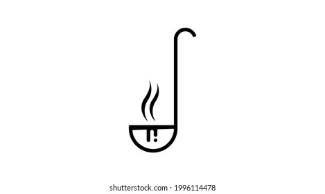 Simple illustration of a spoon with some type of sauce, puree or soup