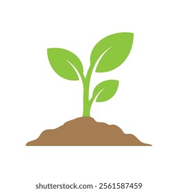 Simple Illustration of a Sprout Emerging from Soil