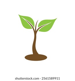 Simple Illustration of a Sprout Emerging from Soil