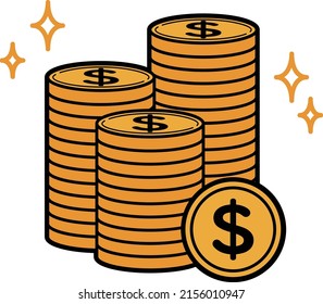 Simple illustration of stacked dollar coins