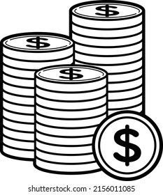 Simple illustration of stacked dollar coins