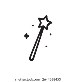 A simple illustration of a star wand, perfect for magical themes, vector design projects, or educational resources.