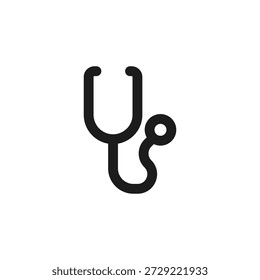 Simple illustration of a stethoscope on a plain background.