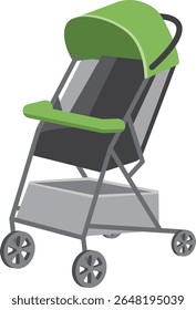 Uma ilustração simples de um carrinho de bebê em um ângulo oblíquo