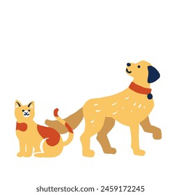 Simple illustration of a stylish dog and cat