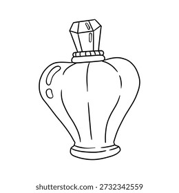 A simple illustration of a stylish perfume bottle, perfect for designs related to beauty and fragrance.
