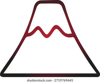 A simple illustration of a stylized mountain with a gradient red outline perfect for graphic design on transparent background high-quality