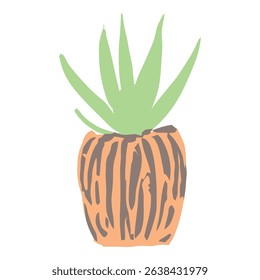 A simple illustration of a succulent in a rustic pot, showcasing minimalist design with clean lines, ideal for home decor.