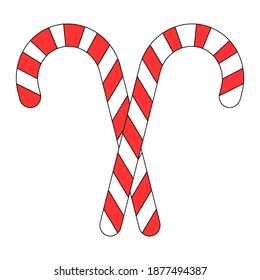 Simple illustration of sweet candy cane sticks for Christmas holiday.
