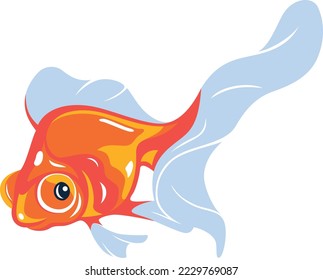 Simple Illustration of Swimming Goldfish