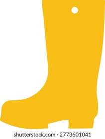 Simple illustration of a tall yellow rain boot with a smooth body and sturdy flat sole.