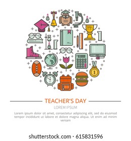 Simple illustration of Teacher appreciation. The concept of education. Vector in a linear style.