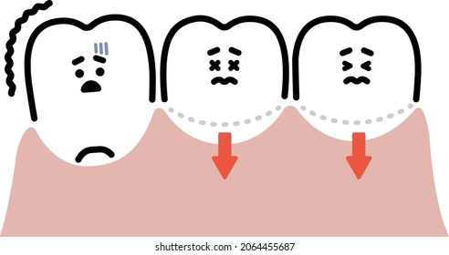 simple illustration of teeth's character suffering from gum disease