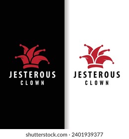 Simple illustration template jester hat logo minimalist joker clown design