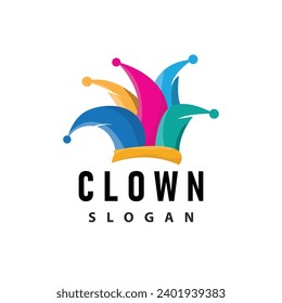 Simple illustration template jester hat logo minimalist joker clown design