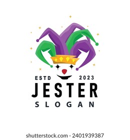 Simple illustration template jester hat logo minimalist joker clown design