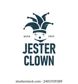 Simple illustration template jester hat logo minimalist joker clown design