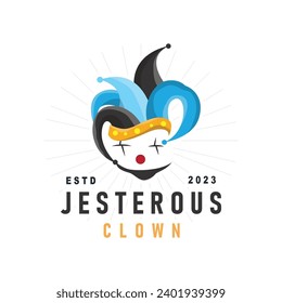 Simple illustration template jester hat logo minimalist joker clown design