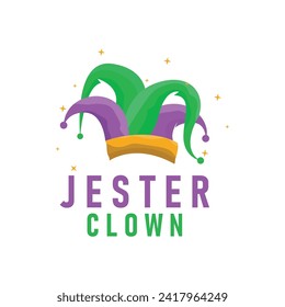 Simple illustration template jester hat logo minimalist joker clown design