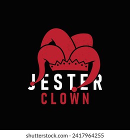 Simple illustration template jester hat logo minimalist joker clown design