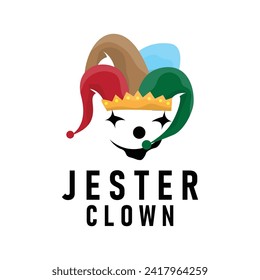 Simple illustration template jester hat logo minimalist joker clown design