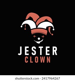 Simple illustration template jester hat logo minimalist joker clown design