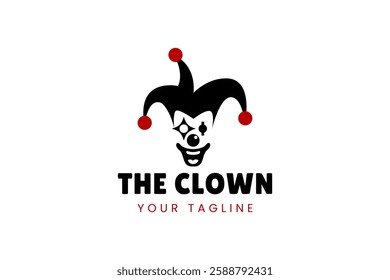 Simple illustration template jester hat logo minimalist joker clown design