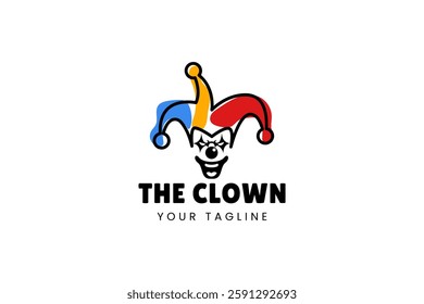 Simple illustration template jester hat logo minimalist joker clown design