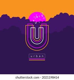Einfache Illustrationsvorlage mit urbanem Hintergrund.