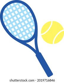 A simple illustration of a tennis racket and a ball.