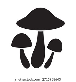 Ilustración simple de tres siluetas de setas negras sobre un fondo blanco