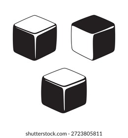 Einfache Darstellung von drei geometrischen Würfeln mit kontrastierenden Schwarz-Weiß-Tönen