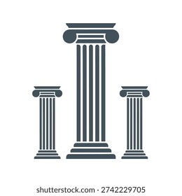 Simple illustration of three Greek columns standing