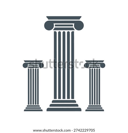Simple illustration of three Greek columns standing
